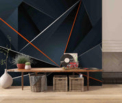 3D Abstract Geometric Line Dark Blue Wall Mural Wallpaper GD 3795- Jess Art Decoration
