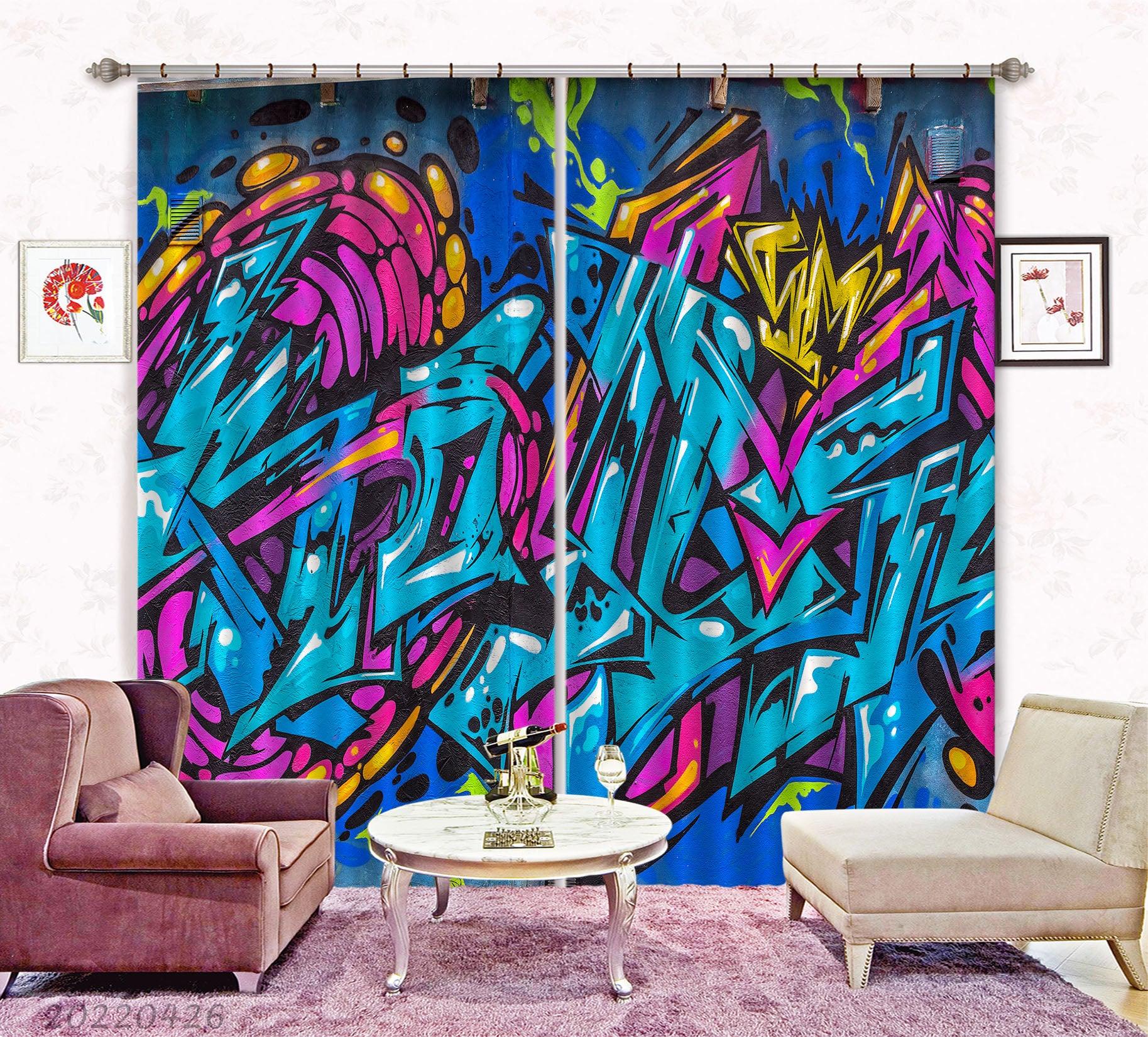 3D Abstract Artistic Graffiti Curtains and Drapes GD 4795- Jess Art Decoration