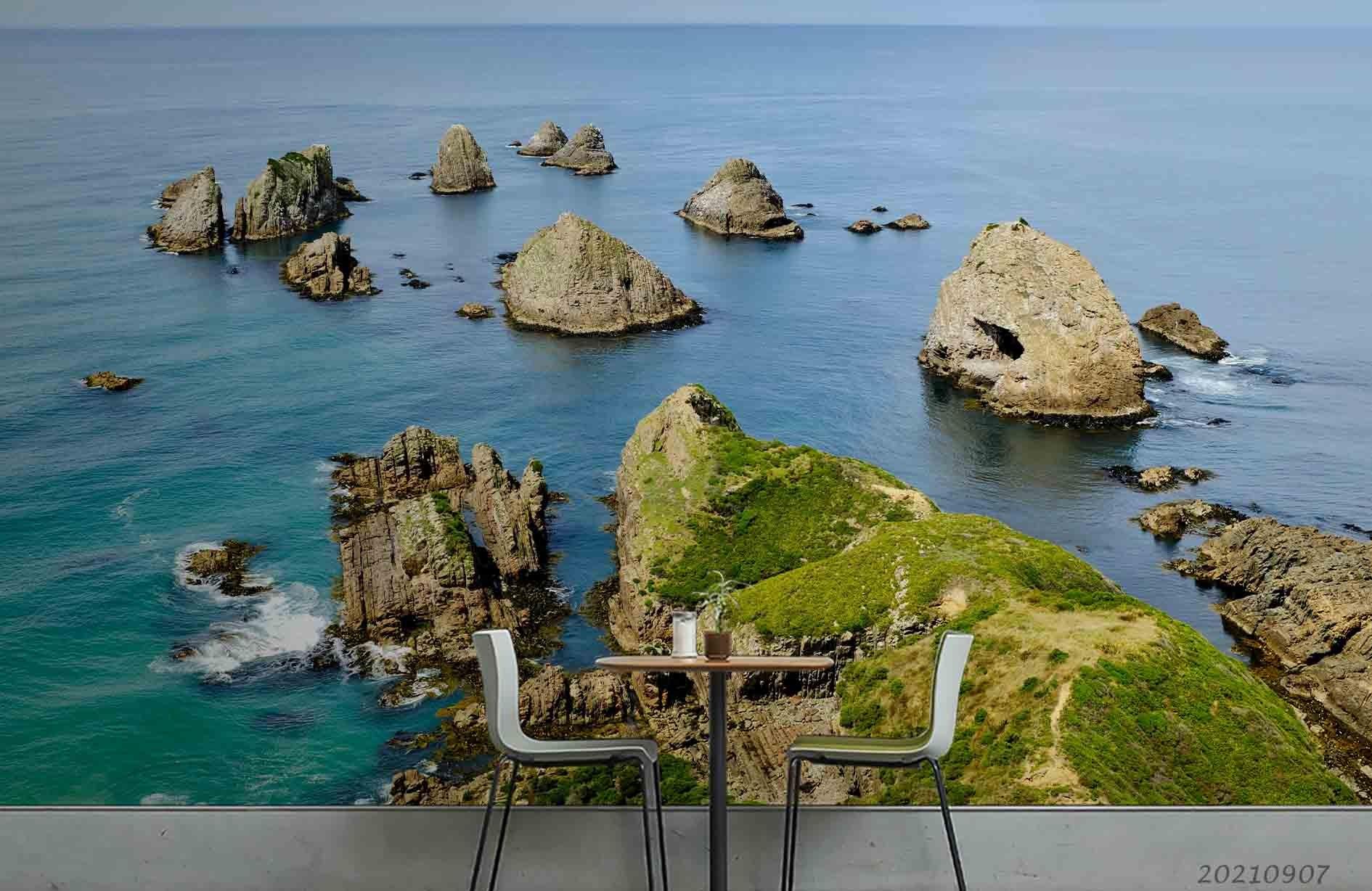 3D Sea Rock Landscape Wall Mural Wallpaper LQH 24- Jess Art Decoration