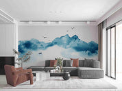 3D Watercolor Blue Mountain Bird Wall Mural Wallpaper LQH 361- Jess Art Decoration