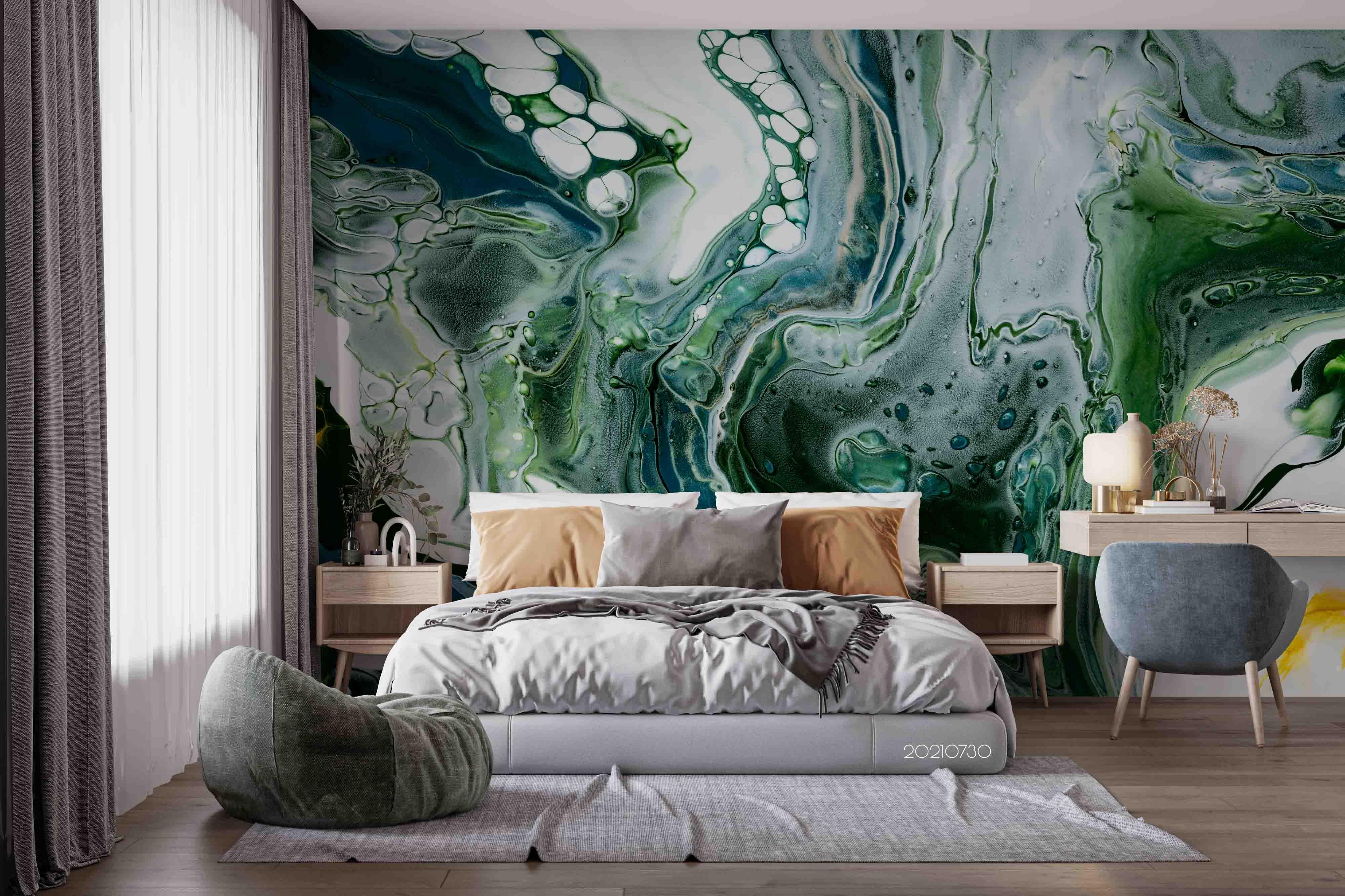 3D Green Marble Flowing Texture Wall Mural Wallpaper SWW4441- Jess Art Decoration