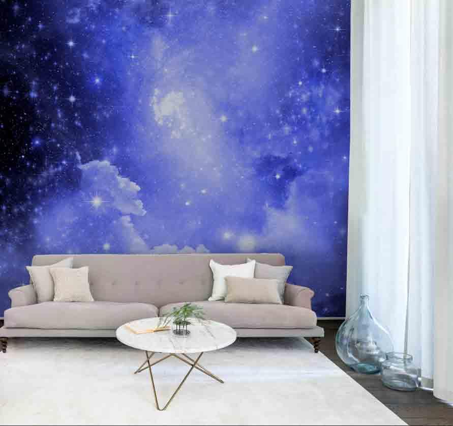 3D Blue Universe Nebula Star Sky Wall Mural Wallpaper 06- Jess Art Decoration