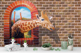 3D Brick Wall Giraffe Wall Mural Wallpaper 43- Jess Art Decoration