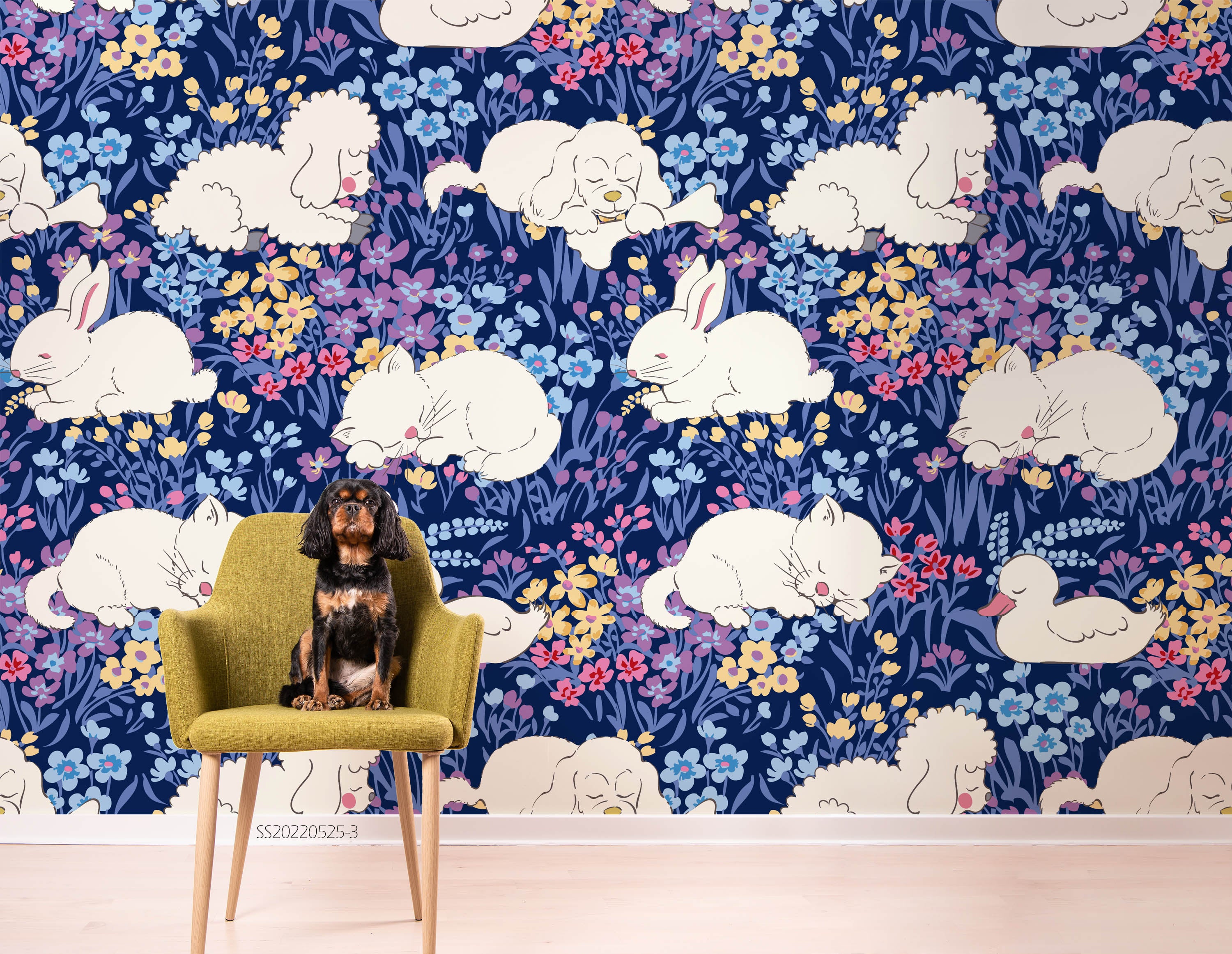 3D Cartoon Cute Animal Colorful Floral Wall Mural Wallpaper GD 334- Jess Art Decoration