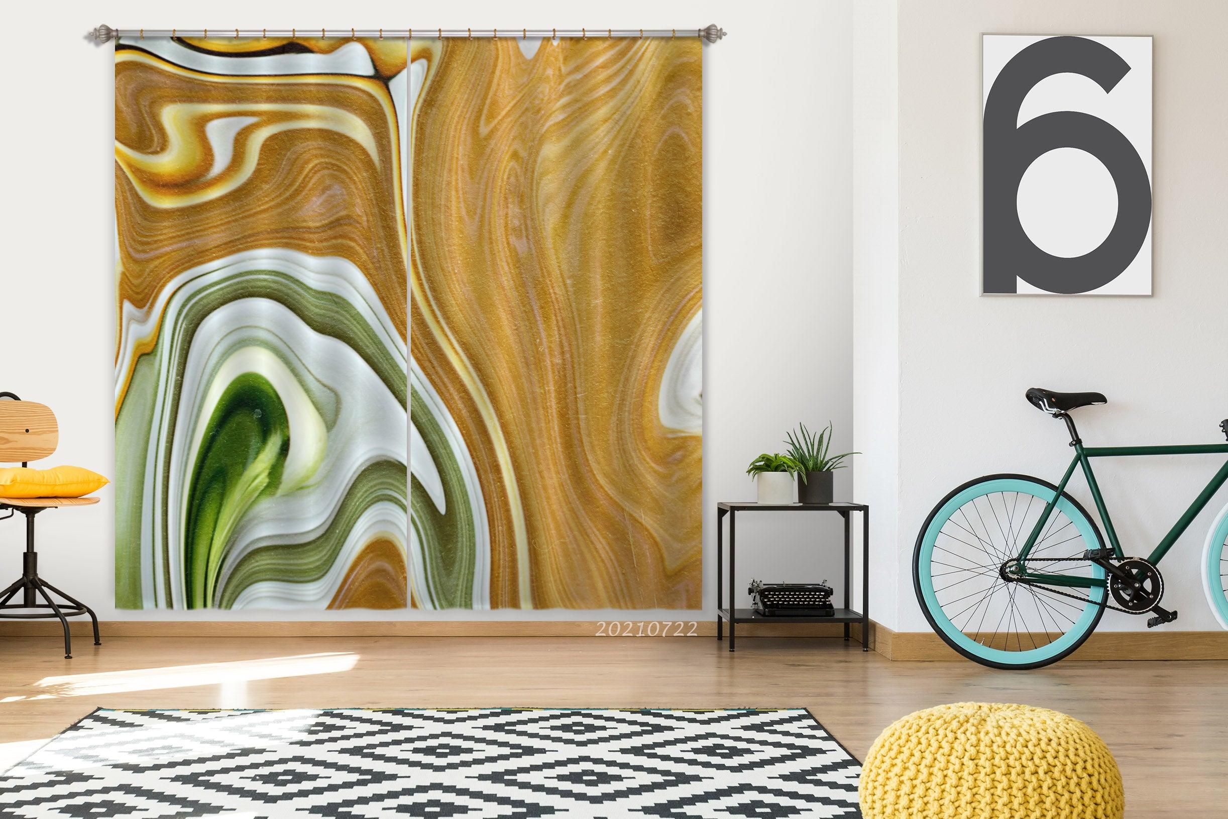 3D Golden Marble Texture Pattern Curtains and Drapes LQH 391- Jess Art Decoration