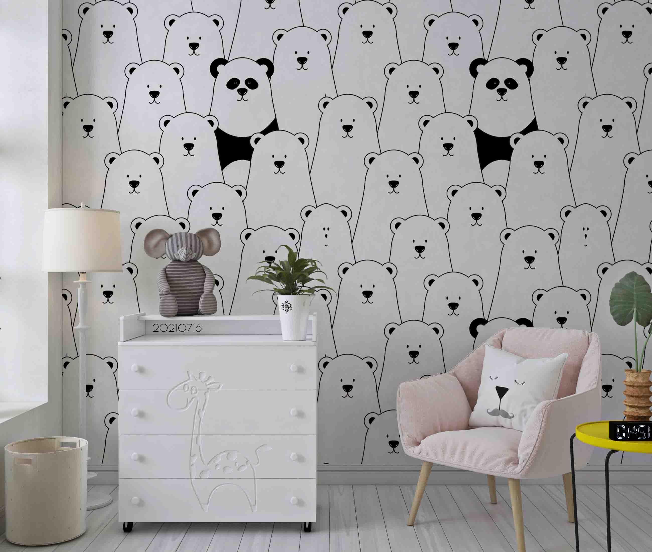 3D Cartoon Animal Bear Wall Mural Wallpaper LQH 228- Jess Art Decoration