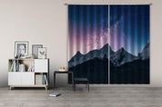 3D Snow Mountain Peak Woods Purple Blue Star Sky Curtains and Drapes GD 2275- Jess Art Decoration
