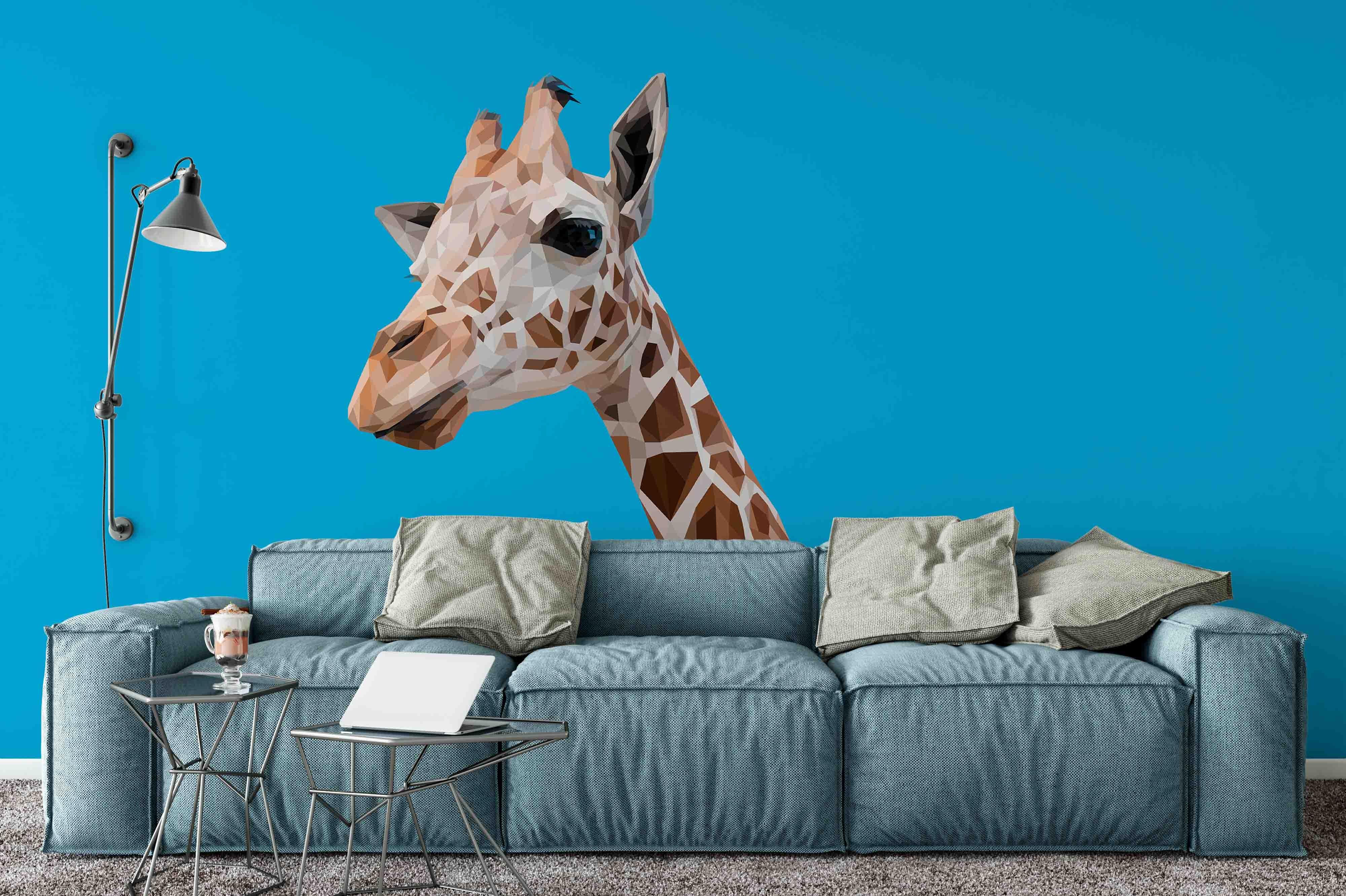 3D Giraffe Blue Wall Mural Wallpaper 57- Jess Art Decoration