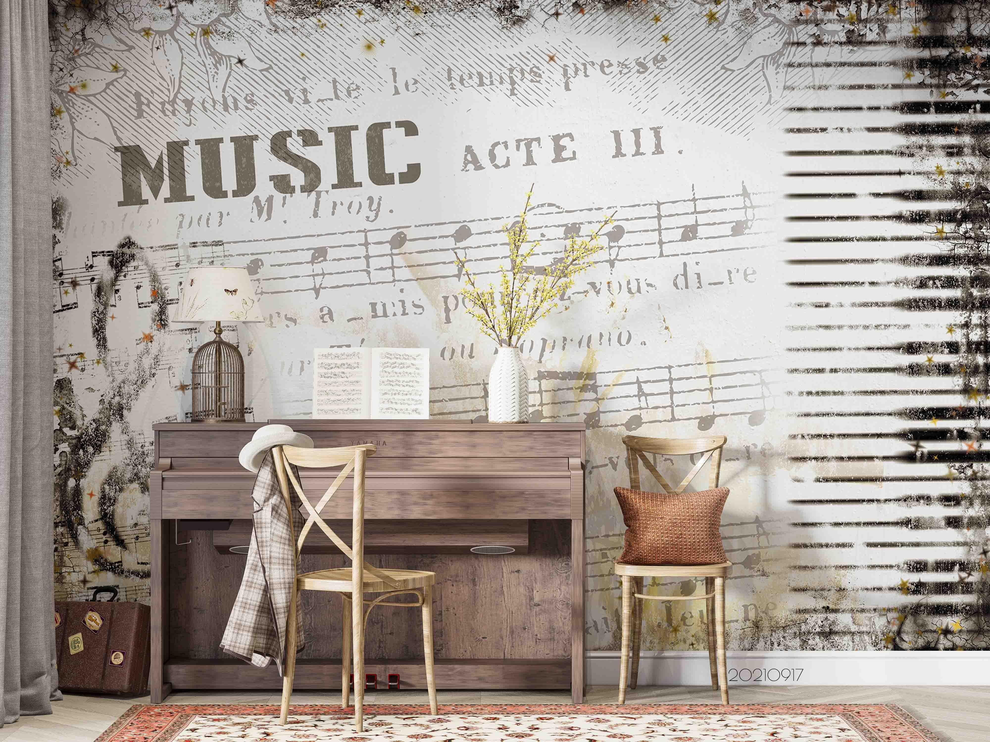 3D Hand Drawn Sheet Music Wall Mural Wallpaper LQH 135- Jess Art Decoration