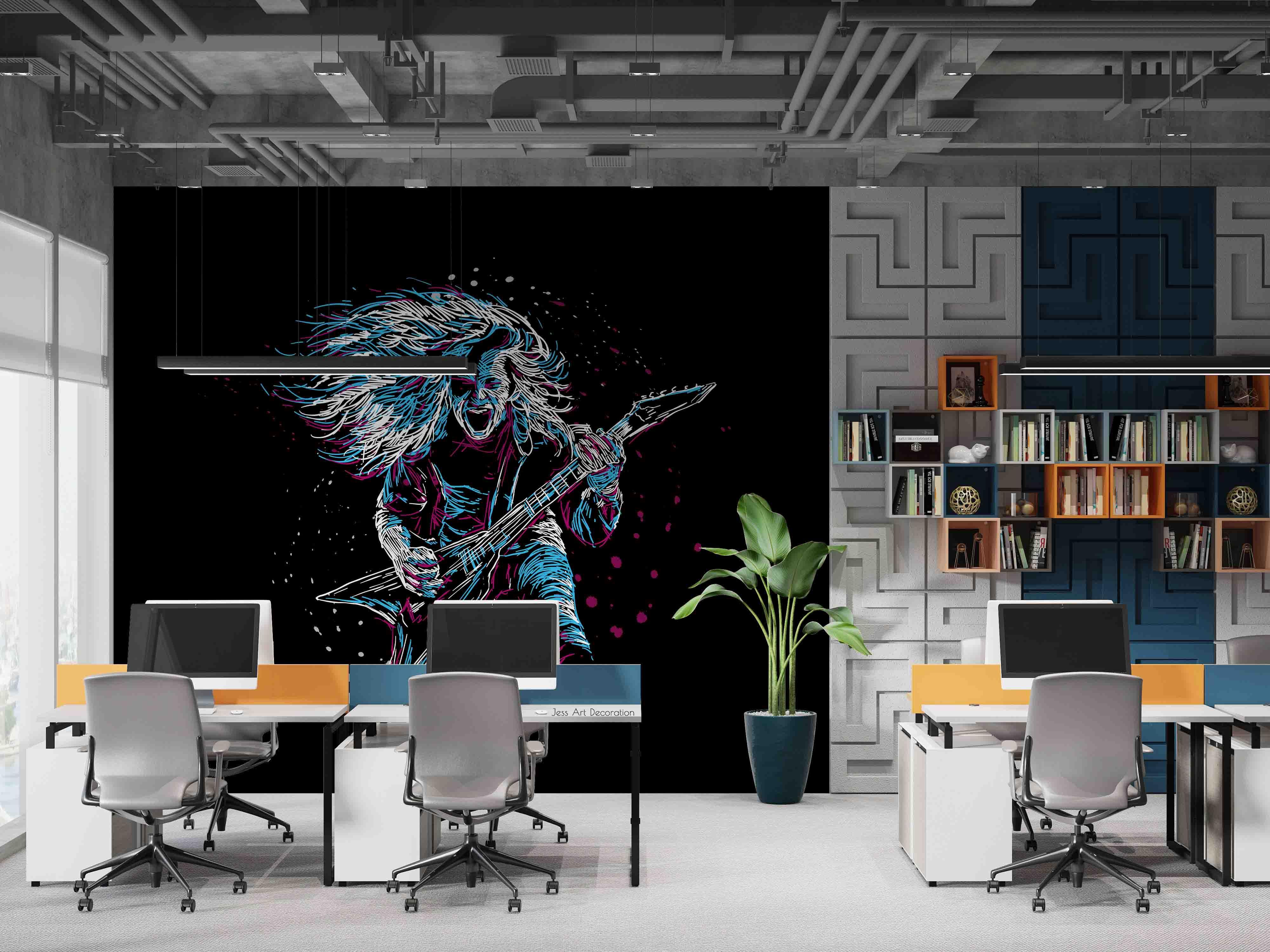 3D Graffiti Rock Divas Guitar Wall Mural Wallpaper GD 2811- Jess Art Decoration