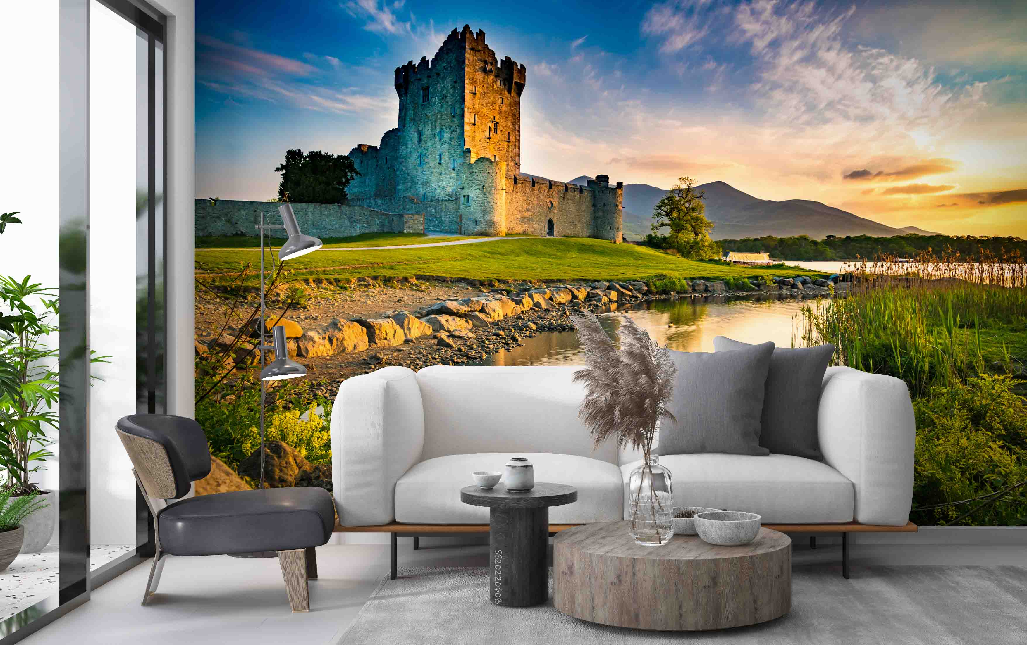 3D Old Castle Cream Mountain Sunset Scenery Wall Mural Wallpaper GD 554- Jess Art Decoration