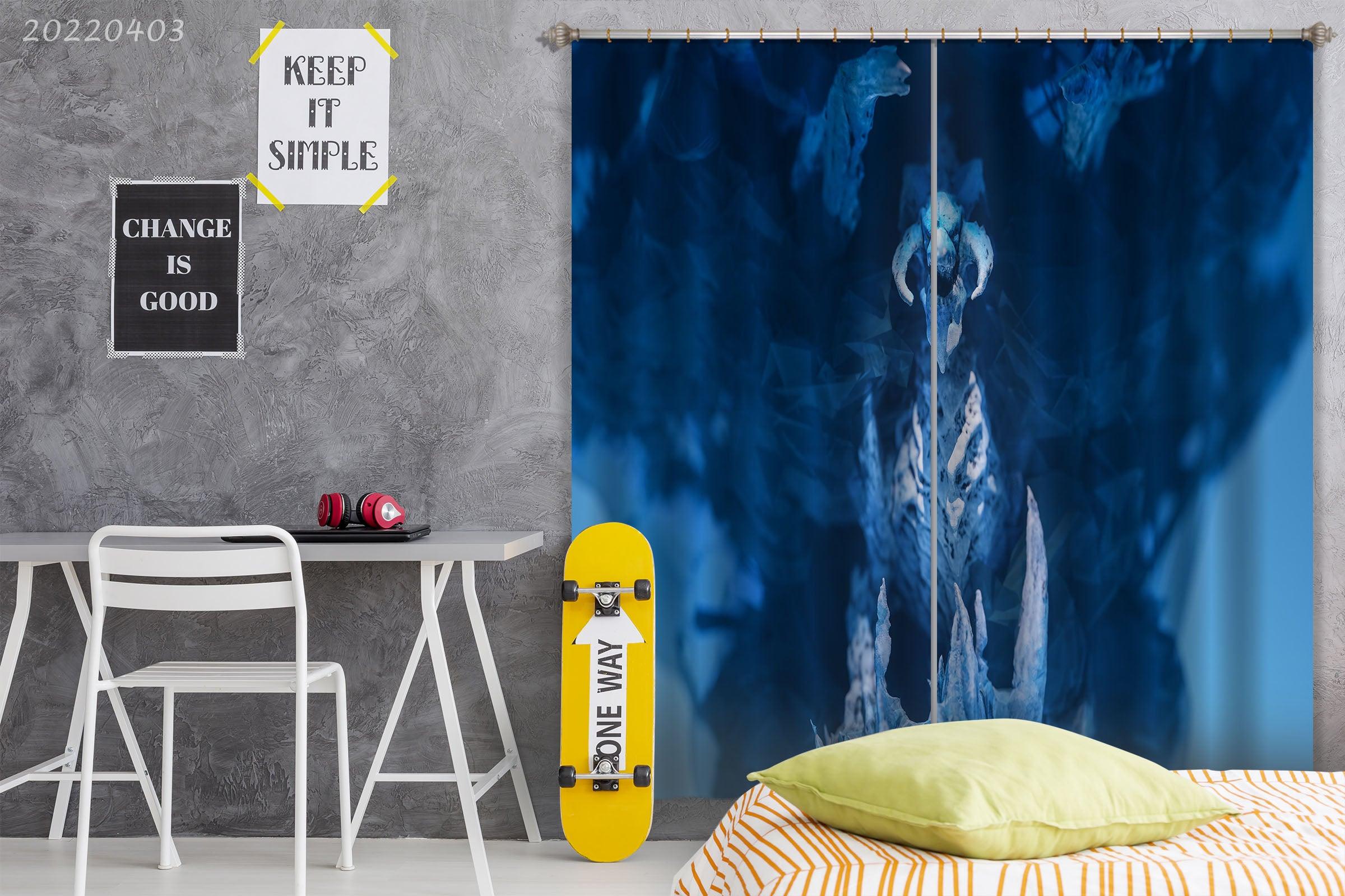 3D Blue Texture Pattern Curtains and Drapes GD 3268- Jess Art Decoration