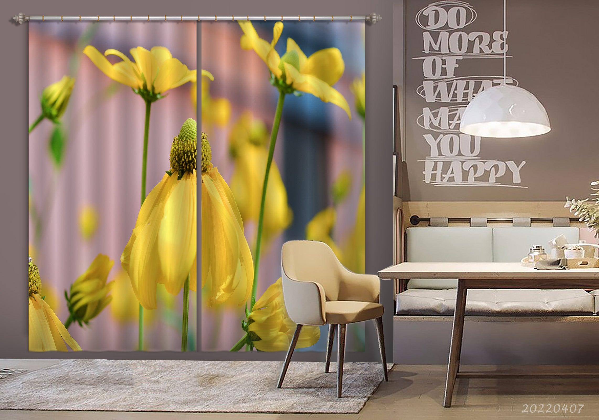 3D Nature Blossom Plant Field Meadow Flower Curtains and Drapes GD 3503- Jess Art Decoration