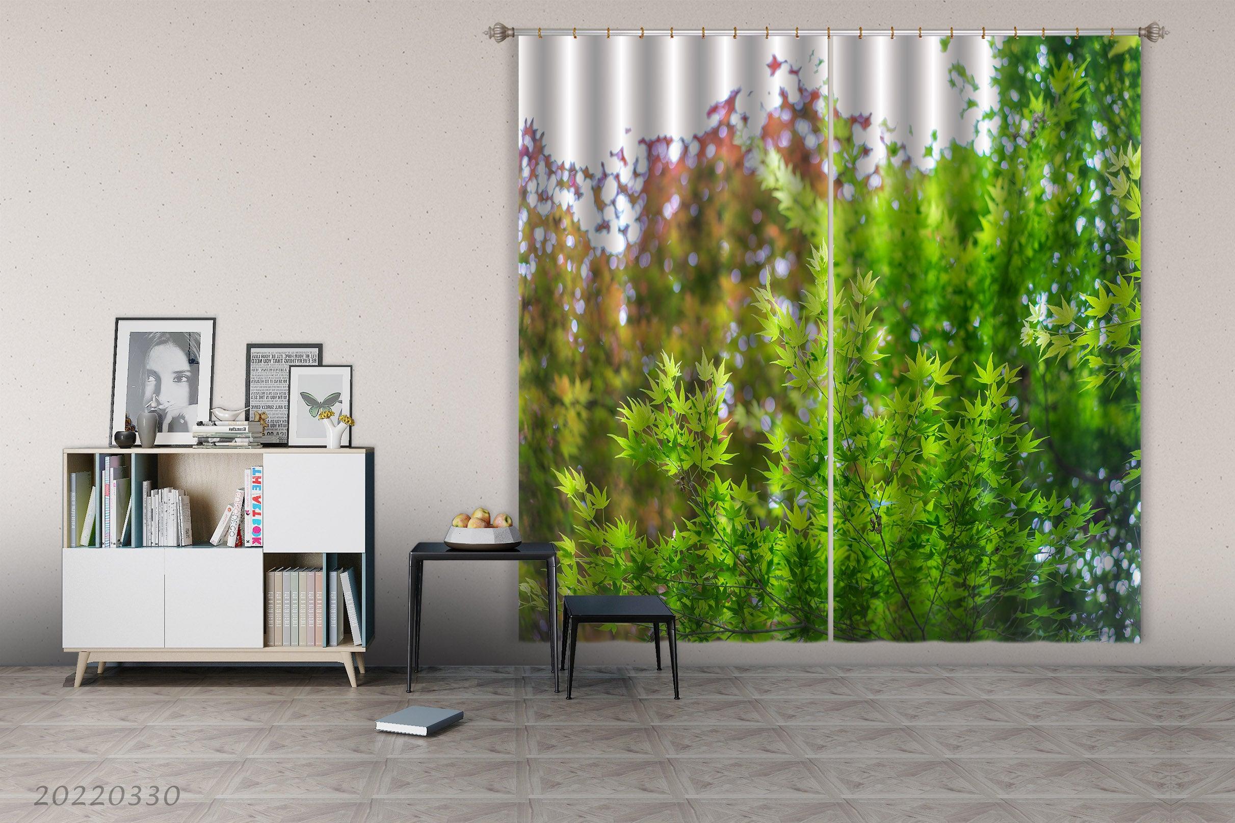 3D Nature Green Japan Maple Scenery Curtains and Drapes GD 3635- Jess Art Decoration