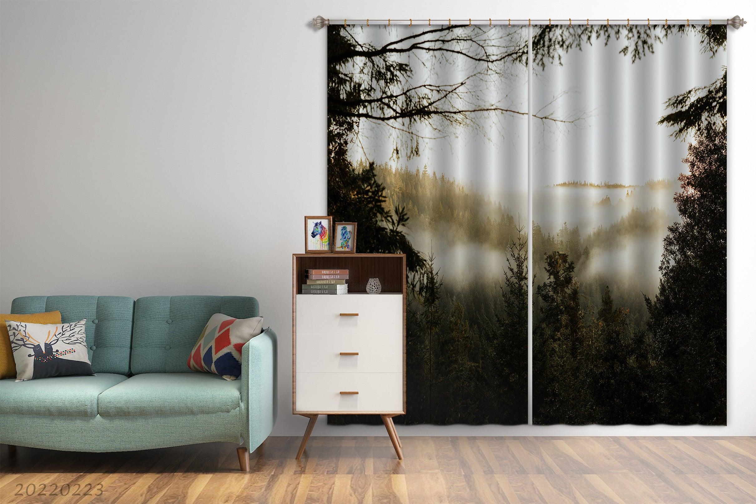 3D Woods Misty Scenery Curtains and Drapes GD 2832- Jess Art Decoration