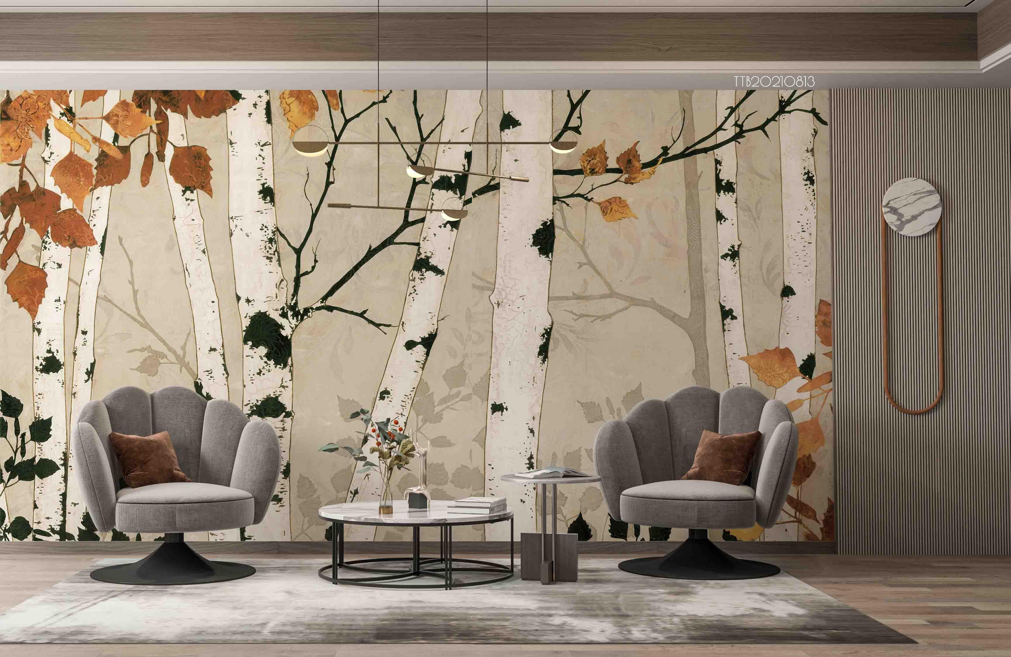 3D Autumn Birch Forest Wall Mural Wallpaper SWW5132- Jess Art Decoration