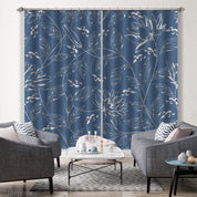 3D Hand Drawn Floral Daisy Leaf Blue Curtains and Drapes LLL 713- Jess Art Decoration