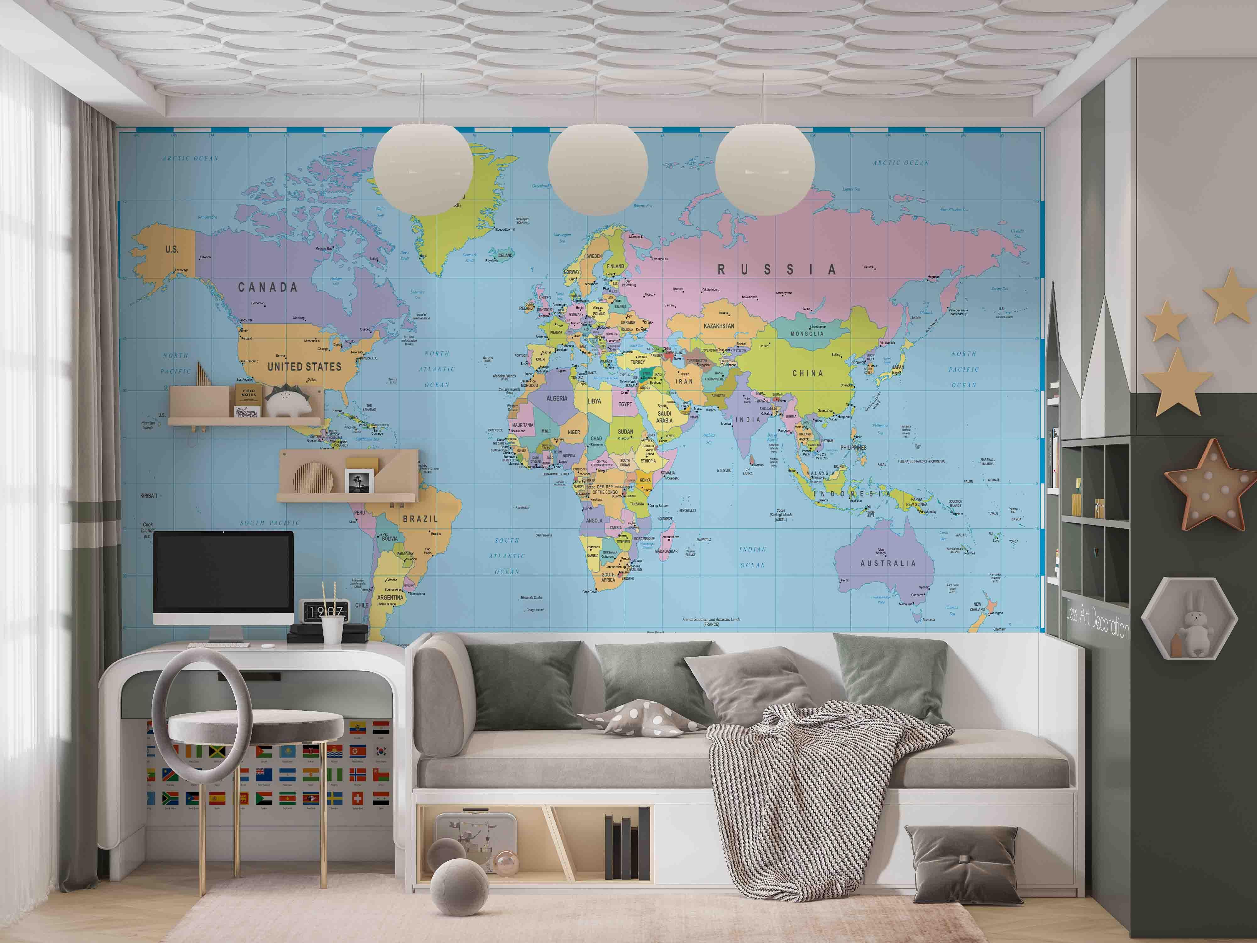 3D World Map Wall Mural Wallpaper GD 2687- Jess Art Decoration