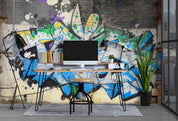 Brick Graffiti Wallpaper urban graffiti wall mural for teen room, studio or feature wall - view 4