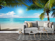 3D Beach Sky Plant Coconut Tree Blue Landscape Wall Mural Wallpaper LLL 2012- Jess Art Decoration