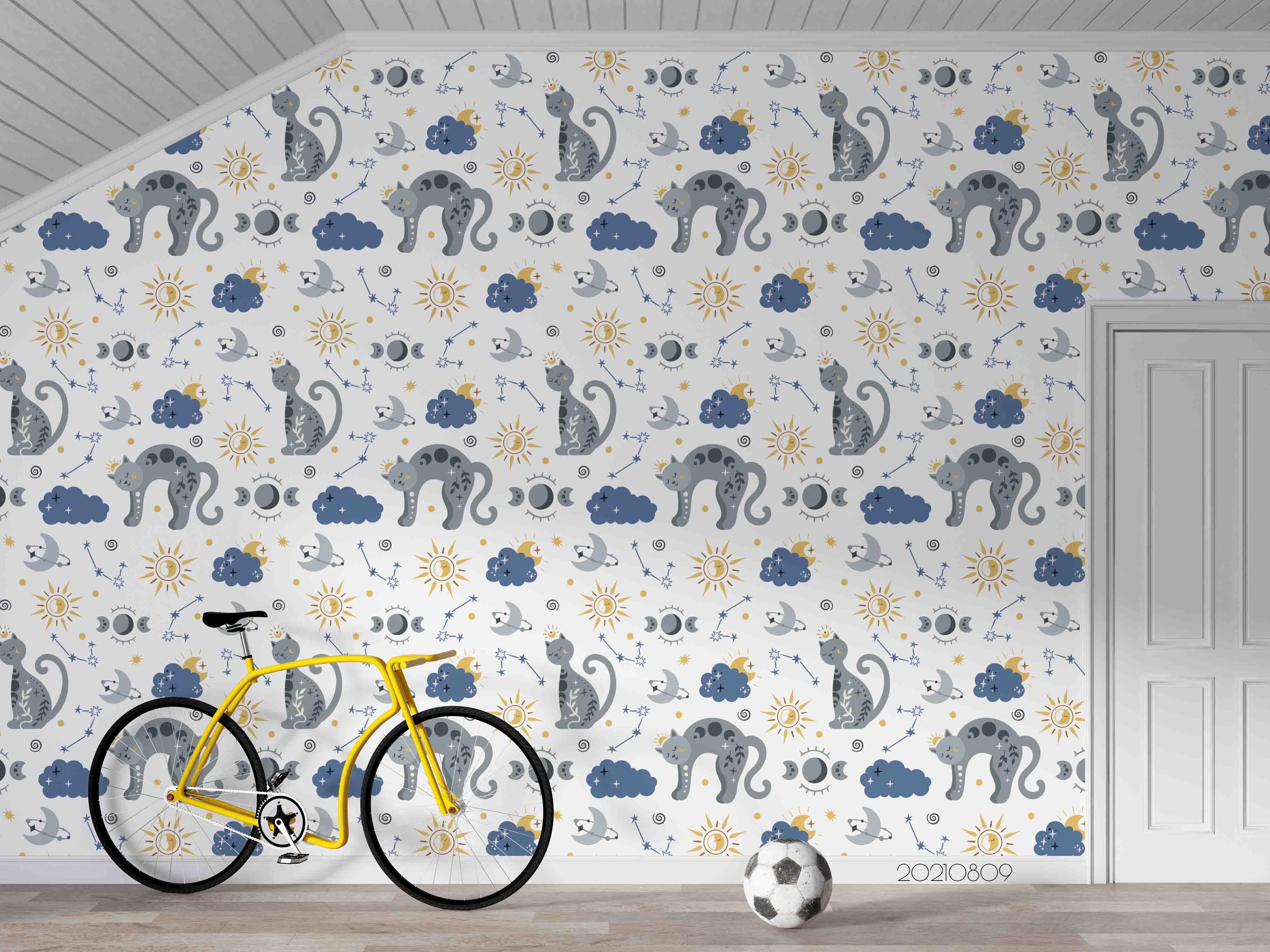 3D Boho Cat Pattern Seamless Wall Mural Wallpaper SWW4909- Jess Art Decoration