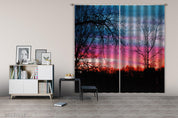 3D Black Tree Pink Sky Curtains and Drapes GD 2253- Jess Art Decoration