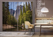 3D Peak Green Woods River Curtains and Drapes GD 1512- Jess Art Decoration