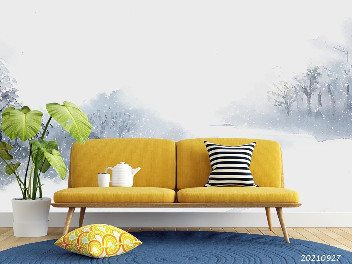 3D Watercolor Winter Forest Wall Mural Wallpaper LQH 157- Jess Art Decoration