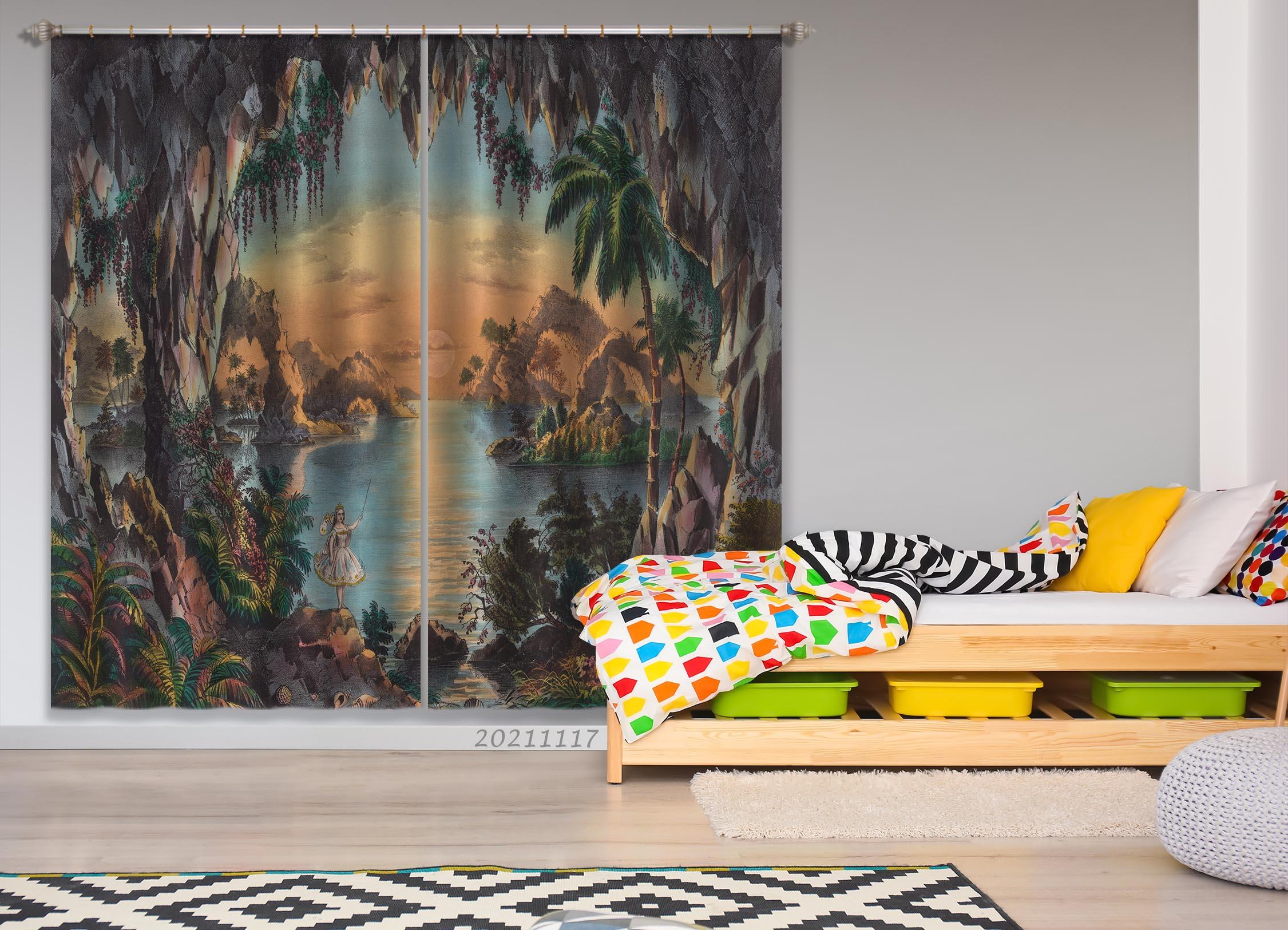 3D Landscape Oil Painting Curtains and Drapes LQH 20- Jess Art Decoration