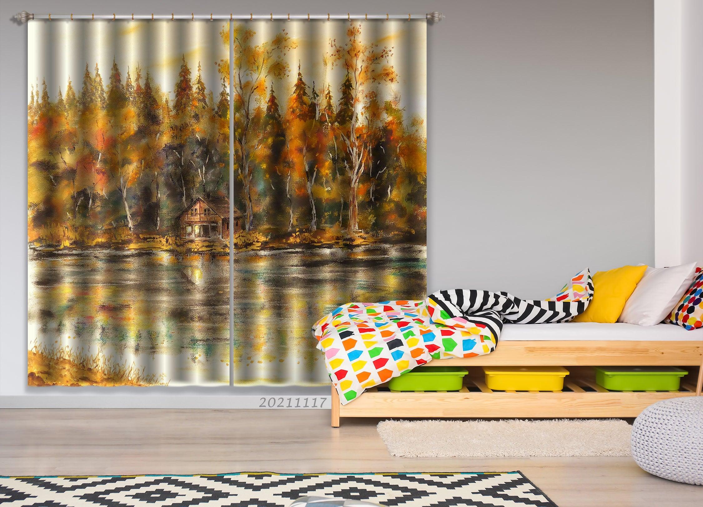 3D Landscape Oil Painting Curtains and Drapes LQH 182- Jess Art Decoration