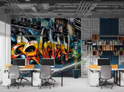 Graffiti Orangutan Alphabet Wallpaper typography graffiti wall mural for teen room or studio - view 4