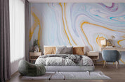 3D White Golden Marble Texture Flowing Wall Mural Wallpaper SWW3626- Jess Art Decoration