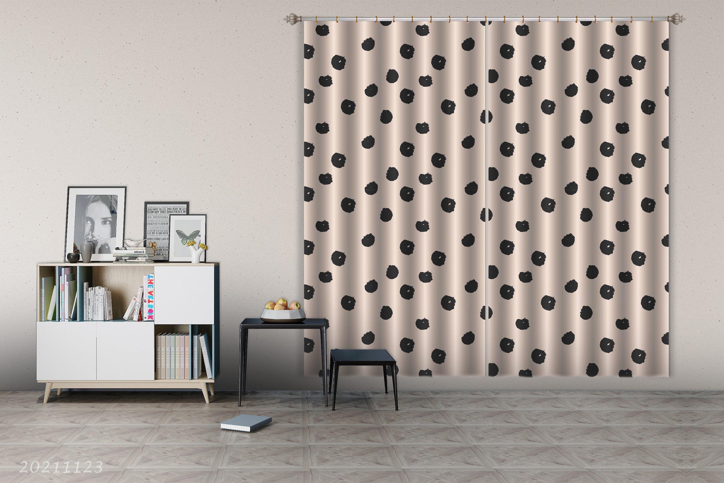 3D Abstract Black Geometric Dot Graphic Curtains and Drapes LQH 22- Jess Art Decoration