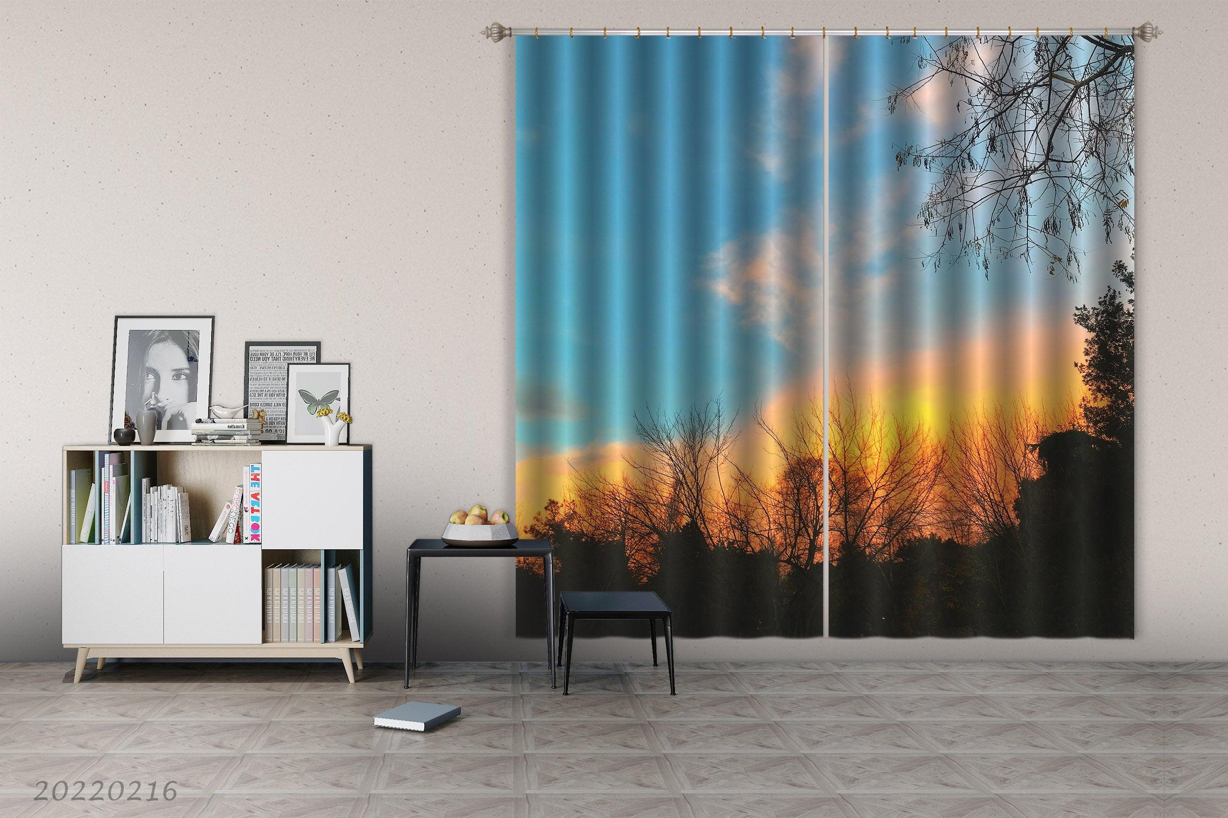 3D Woods Sunrise Scenery Curtains and Drapes GD 1948- Jess Art Decoration