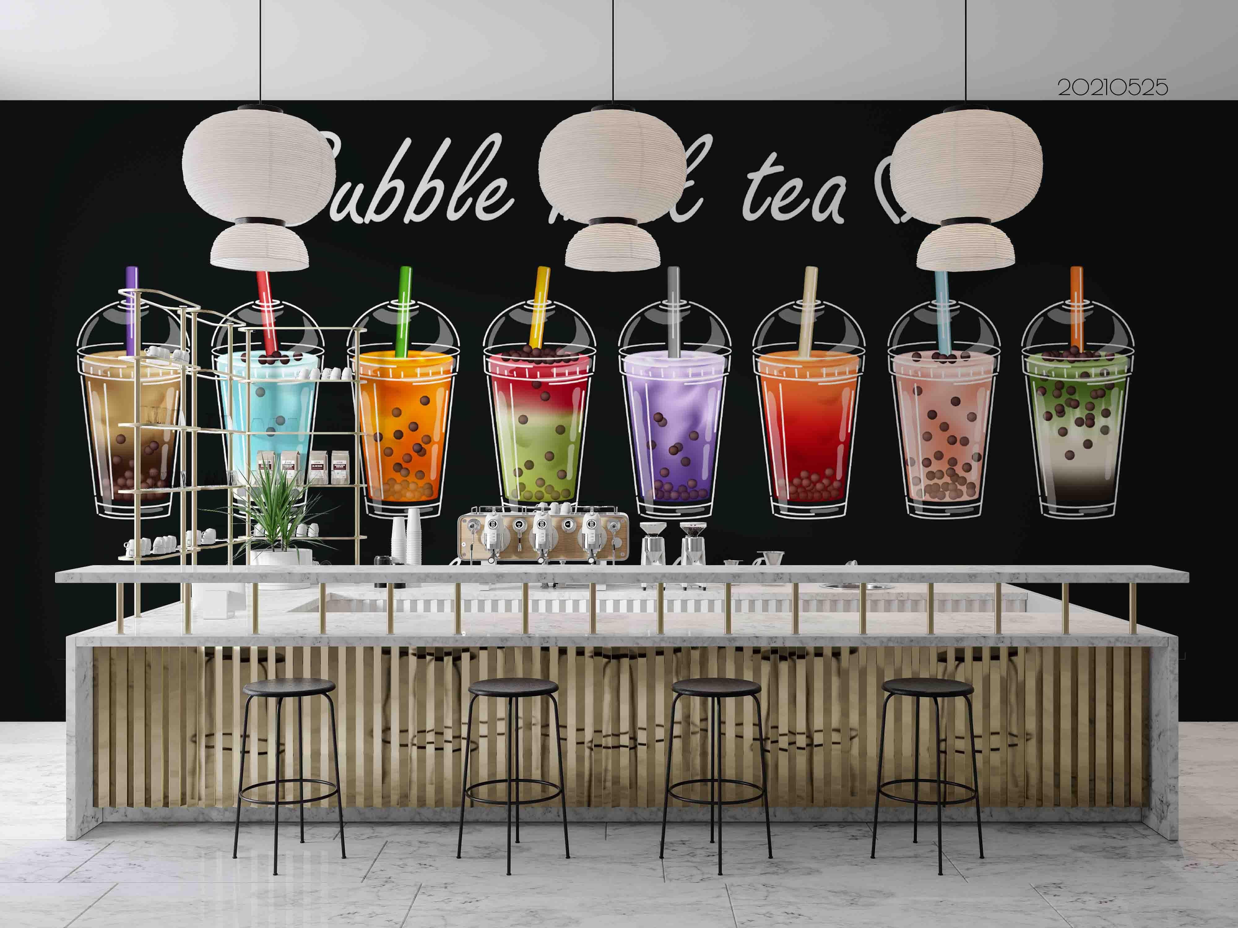 3D Watercolor Graffiti Drinks Bubble Soda Milk Tea Wall Mural Wallpaper SWW123- Jess Art Decoration