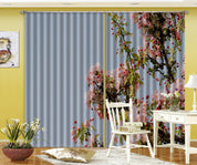 3D Spring Bloom Pink Flower Branch Curtains and Drapes GD 4417- Jess Art Decoration