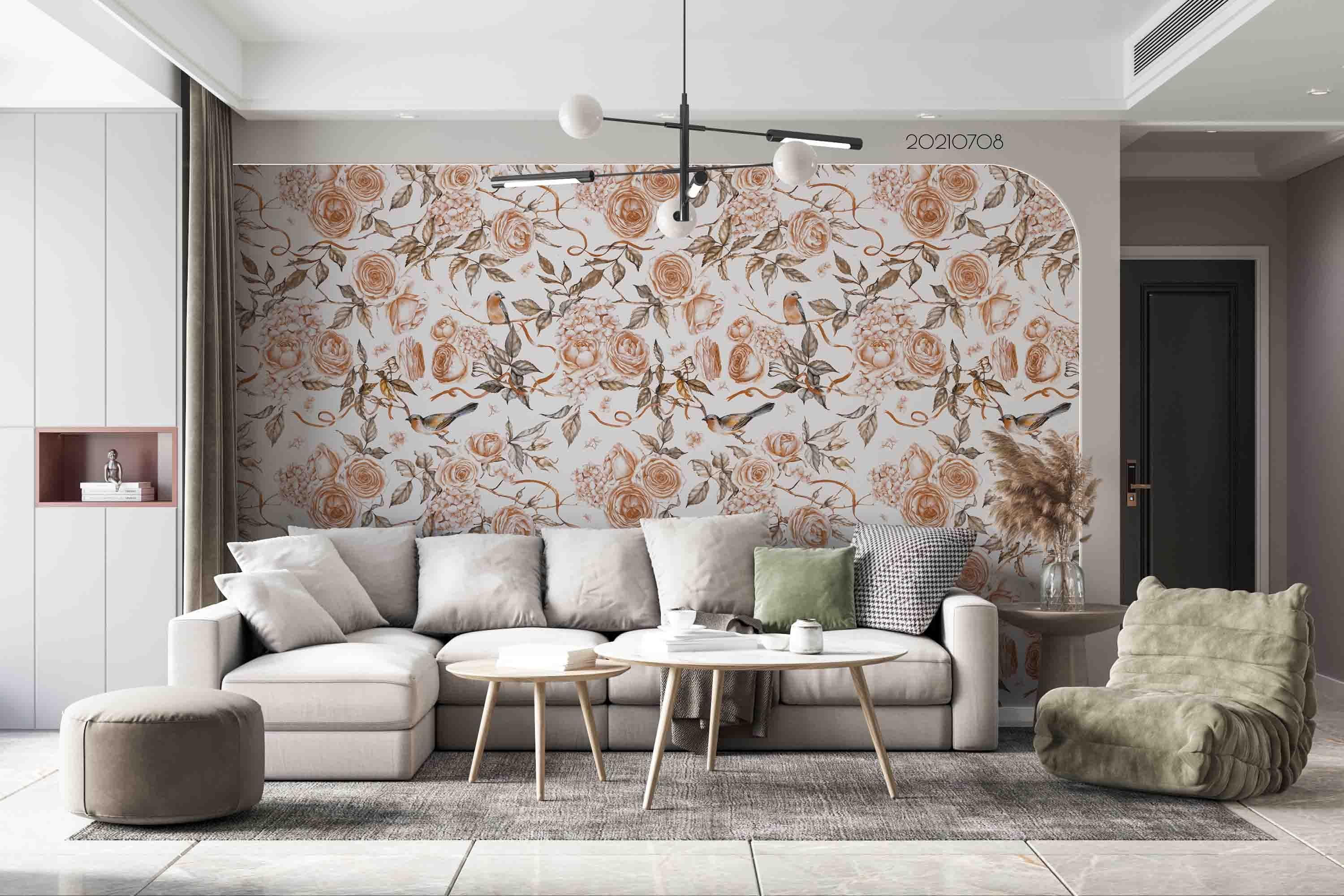 3D Watercolor Pink Rose Floral Wall Mural Wallpaper LQH 3- Jess Art Decoration