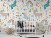 3D Unicorn Rainbow Pattern unicorn rainbow pattern mural wall mural wallpaper for kids room - view 4