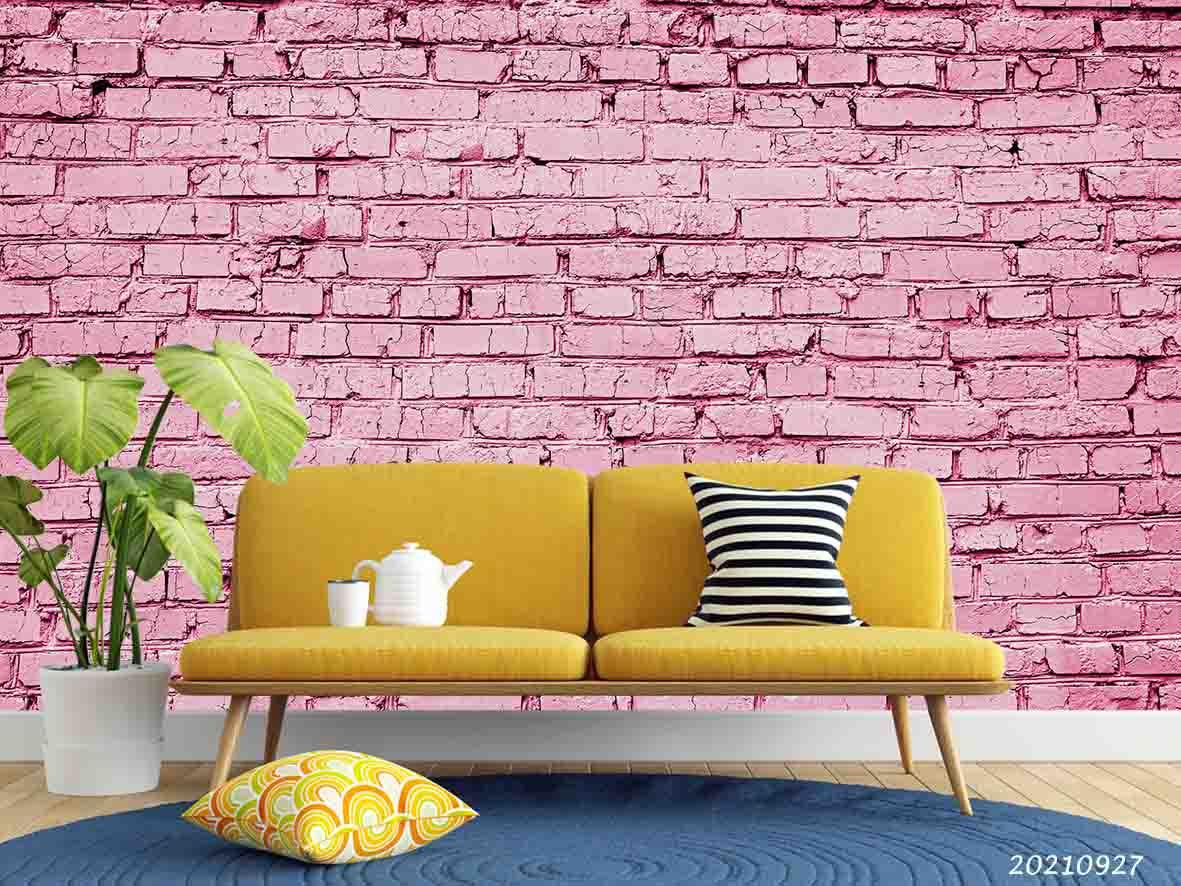 3D Pink Brick Wall Texture Wall Mural Wallpaper LQH 222- Jess Art Decoration