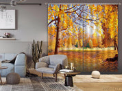 3D Autumn Forest Landscape Curtains and Drapes LQH 225- Jess Art Decoration