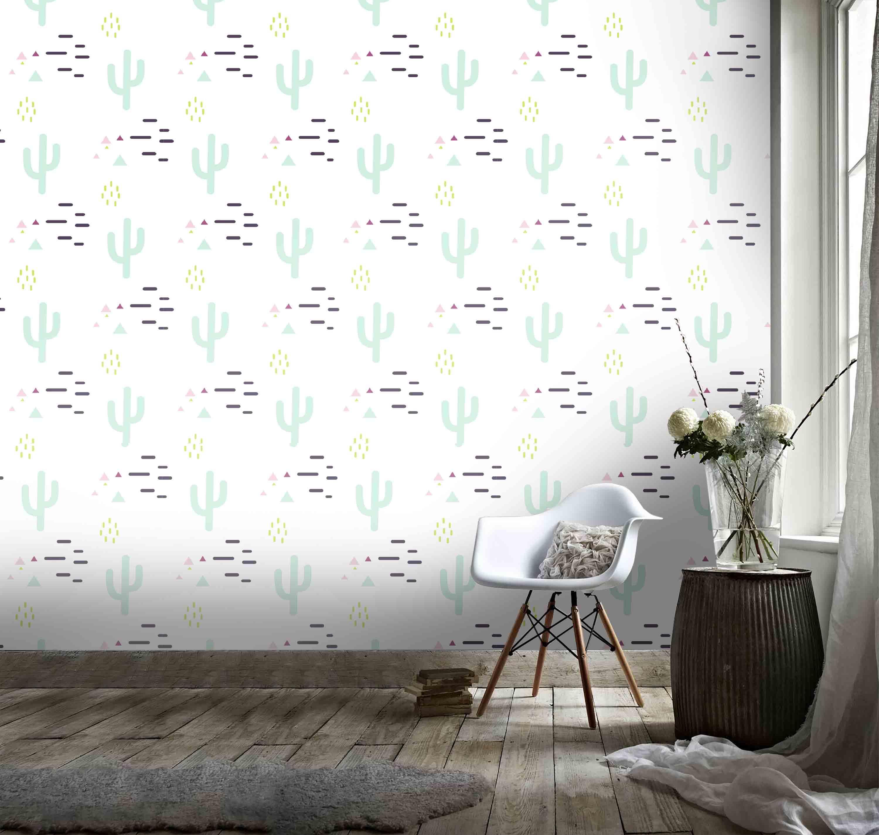 3D Cactus Cartoon White Background Wall Mural Wallpaper 7- Jess Art Decoration