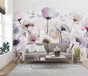 3D Purple Poppy Butterfly Watercolor Wall Mural Wallpaper GD 2808- Jess Art Decoration