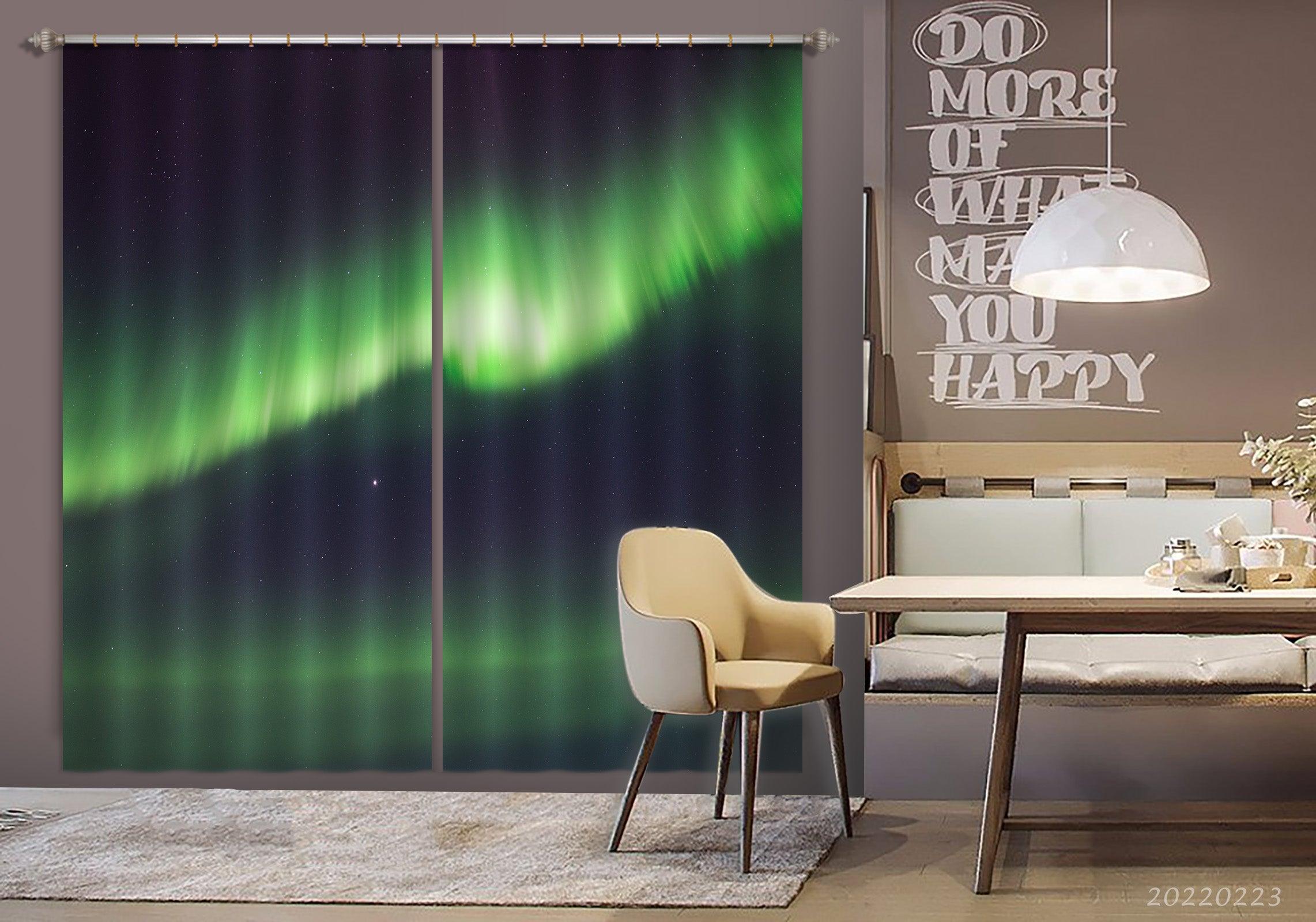 3D Abstract Aurora Borealis Green Pattern Curtains and Drapes GD 2803- Jess Art Decoration