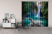 3D Landscape Mountain Waterfall River Tree Sun Curtains and Drapes GD 4907- Jess Art Decoration
