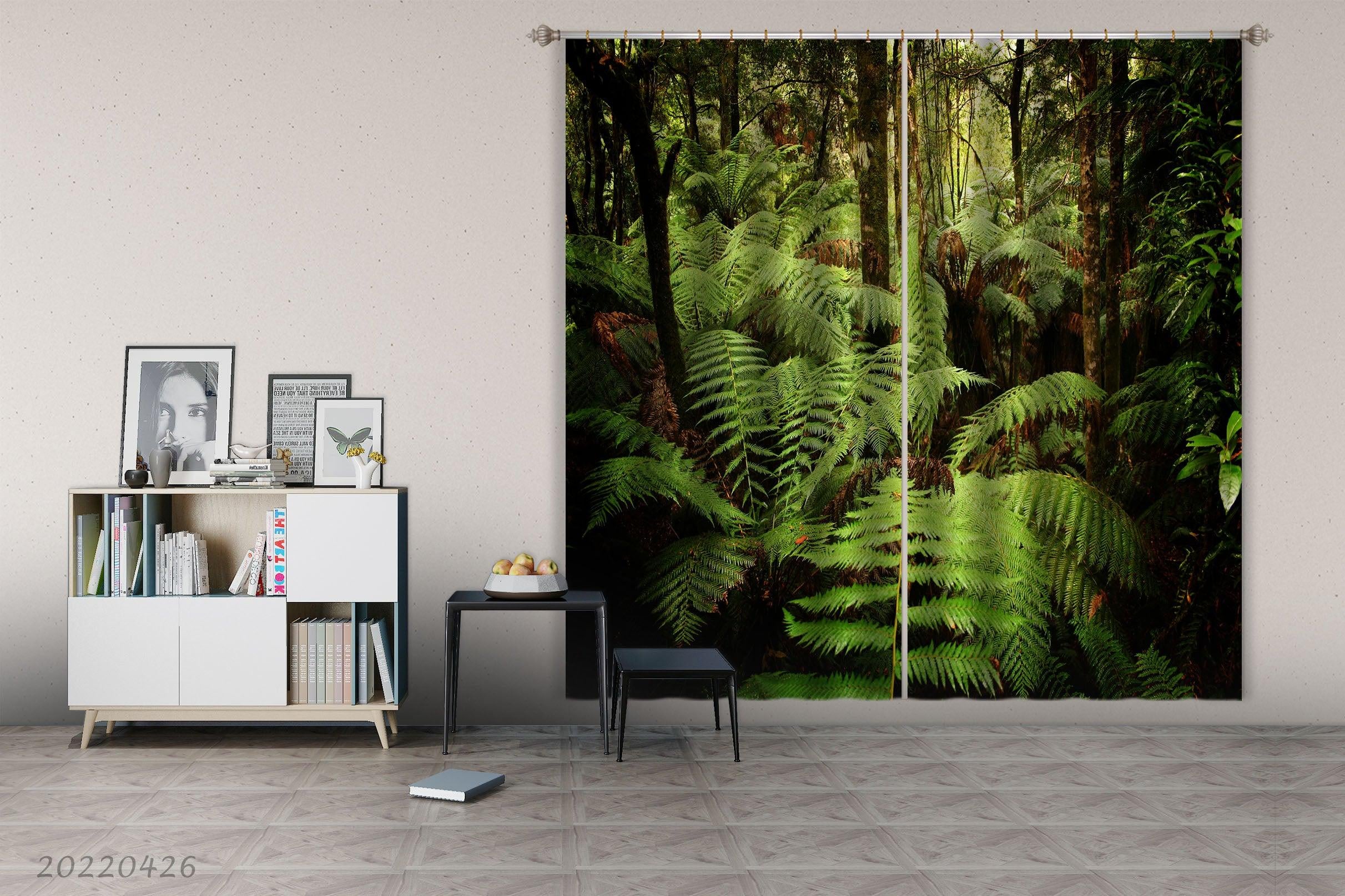 3D Landscape Jungle Green Plant Leaf Curtains and Drapes GD 4959- Jess Art Decoration
