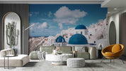 3D Santorini White Town Architecture Wall Mural Wallpaper SWW5025- Jess Art Decoration