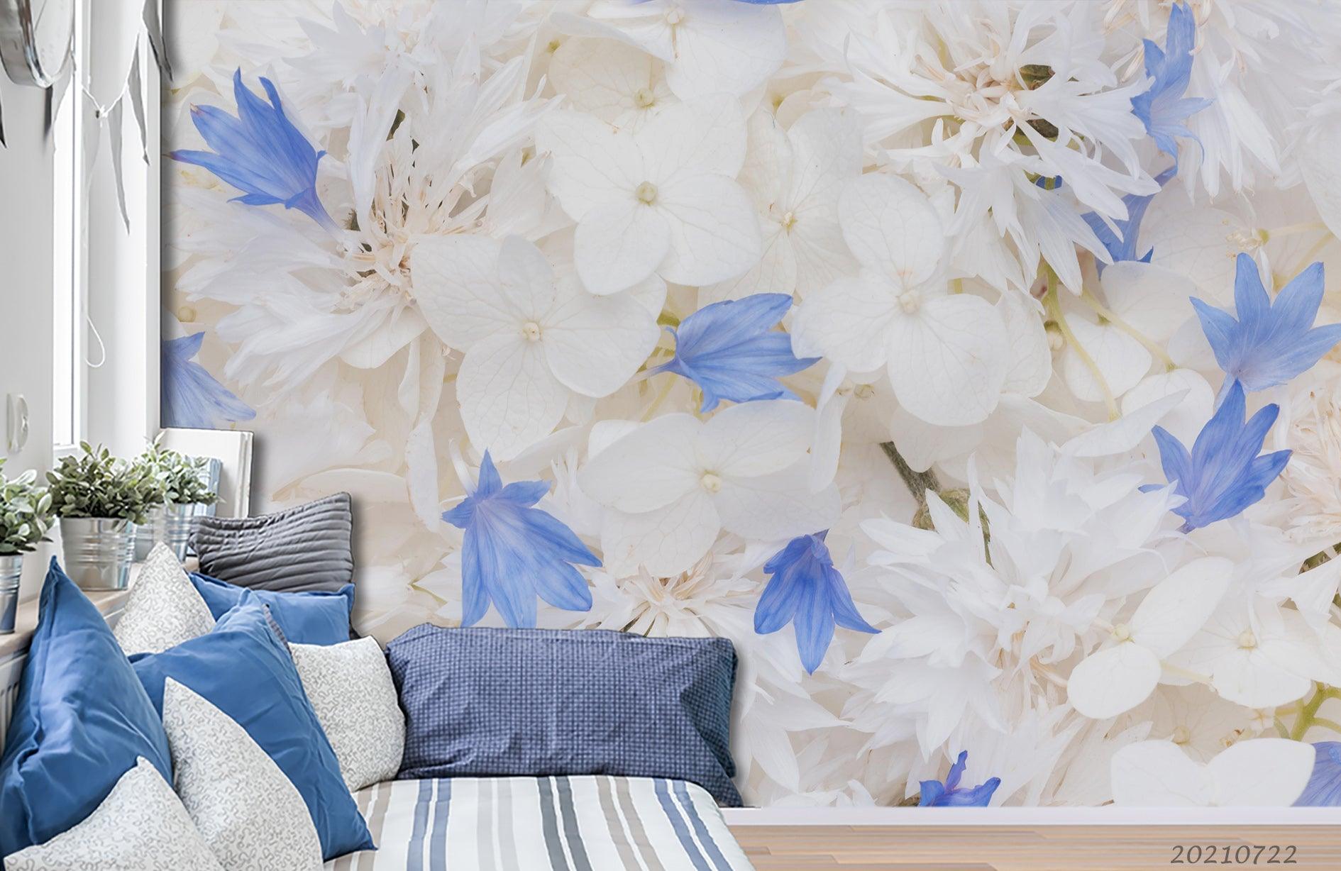 3D White Floral Pattern Wall Mural Wallpaper LQH 738- Jess Art Decoration