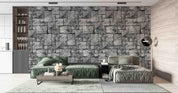 3D Square Stone Blocks grey square stone block texture wall mural wallpaper for dining room - view 4