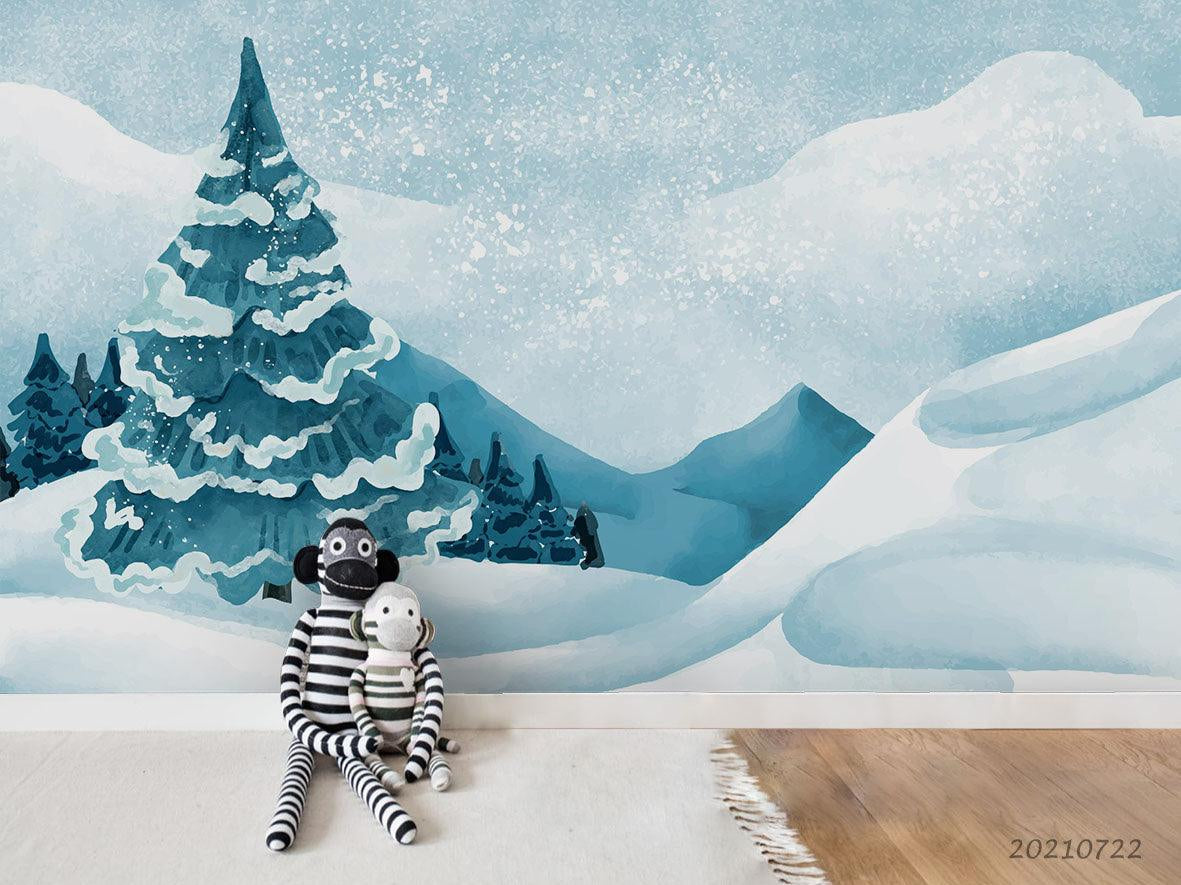 3D Watercolor Winter Forest Landscape Wall Mural Wallpaper LQH 339- Jess Art Decoration