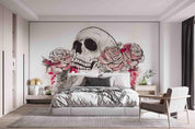 3D Skull Rose skull and rose gothic mural wall mural wallpaper for bedroom